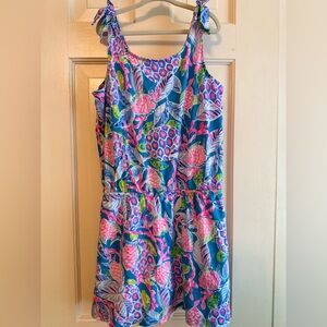 Lilly Pulitzer Kids Tropical Print Romper or swim cover up Blue and Pink girls